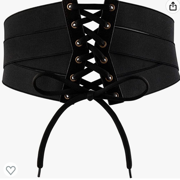Elastic Women’s Wide Band Retro High Waist Black Corset Zip and Lace Up Belt - Picture 3 of 10
